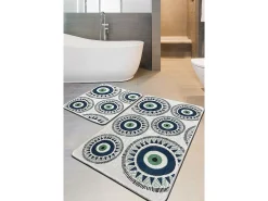 Alfombra de baño Set (2 piezas) Occhio verde gris azul oscuro verde