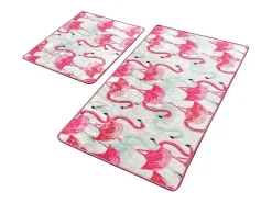 Alfombra de baño Set (2 piezas) Vogel negro blanco rosa