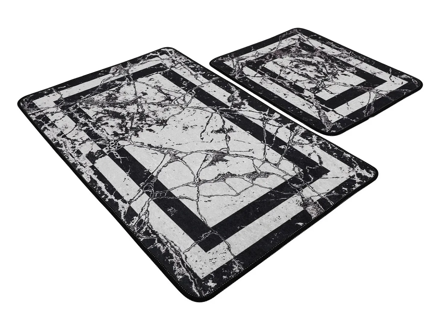 Alfombra de baño Set (2 piezas) Marmor blanco negro