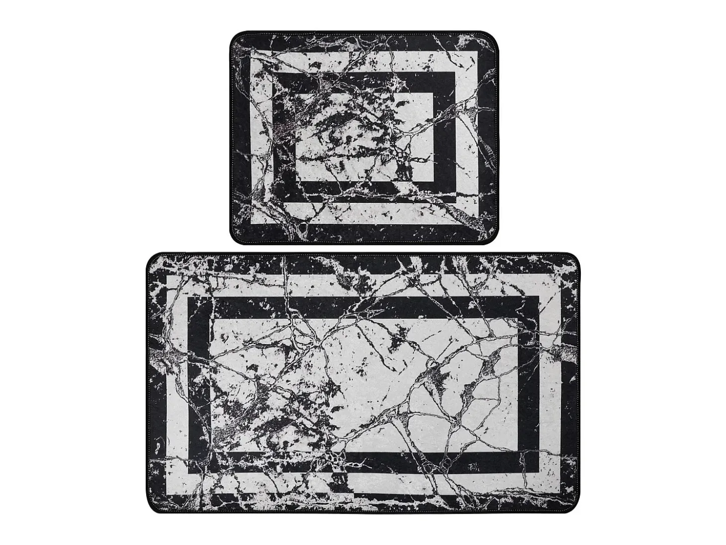 Alfombra de baño Set (2 piezas) Marmor blanco negro