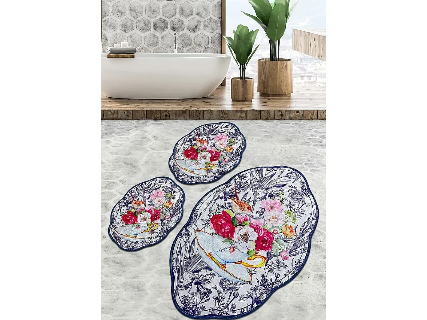 Alfombra de baño Set (3 piezas) Birdie Lohal Djt multicolor