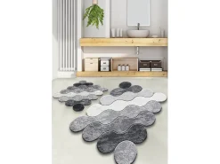 Alfombra de baño Set (2 piezas) Circle gris claro blanco