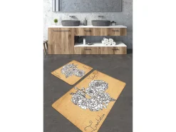 Alfombra de baño Set (2 piezas) Vintage Roses blanco amarillo