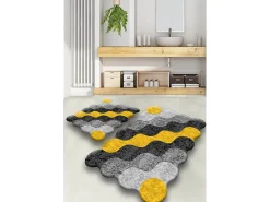 Alfombra de baño Set (2 piezas) Circle gris antracita amarillo