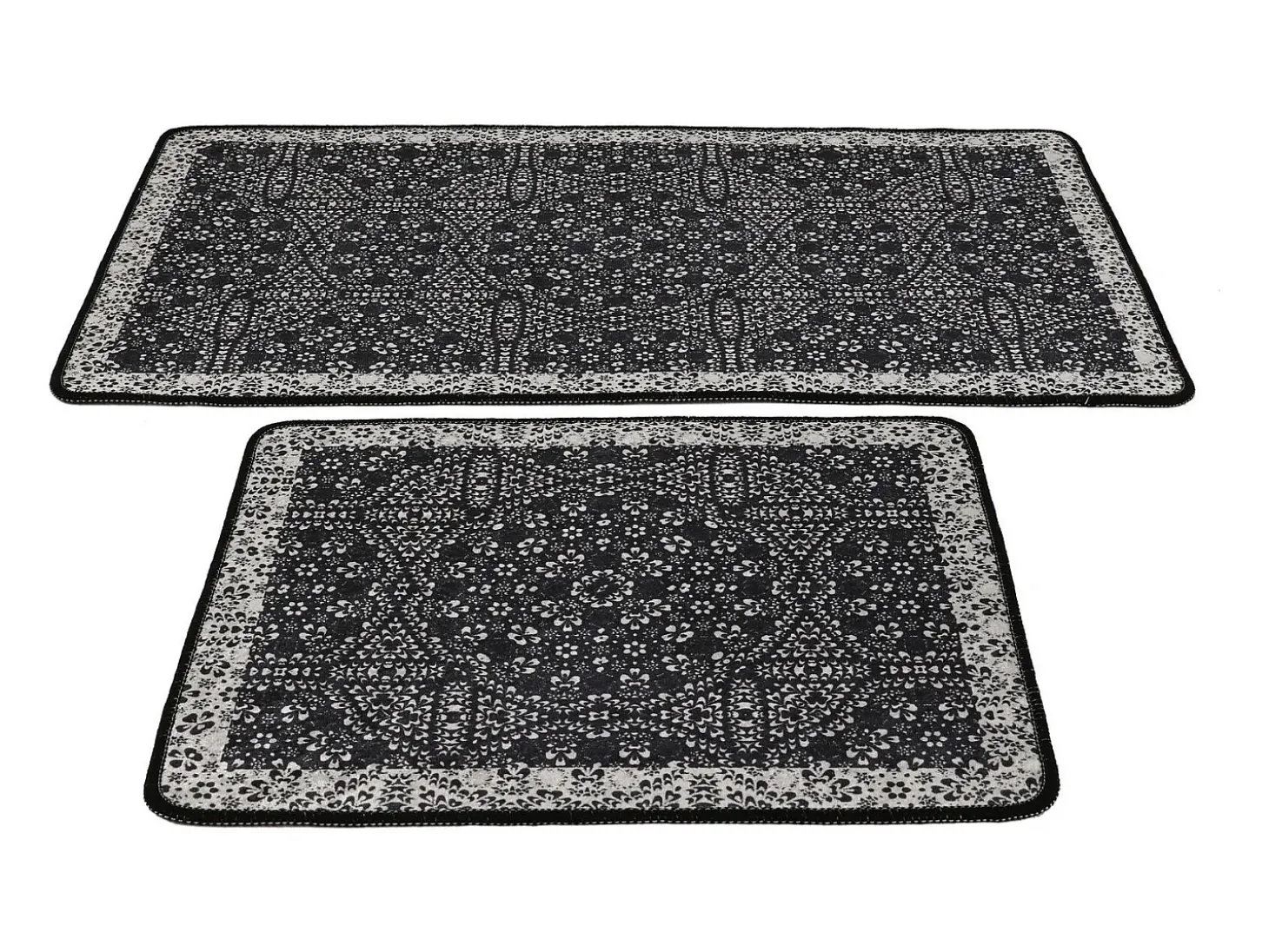 Alfombra de baño Set (2 piezas) Paisley DJT antracita negro blanco