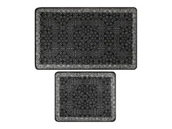 Alfombra de baño Set (2 piezas) Paisley DJT antracita negro blanco