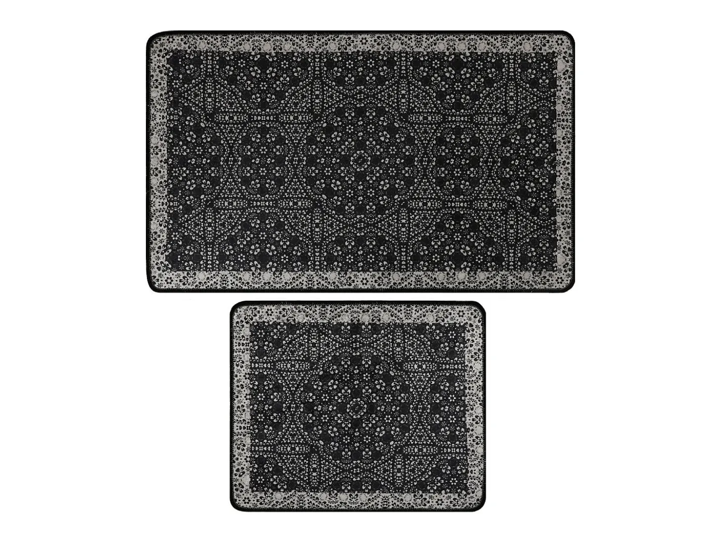 Alfombra de baño Set (2 piezas) Paisley DJT antracita negro blanco
