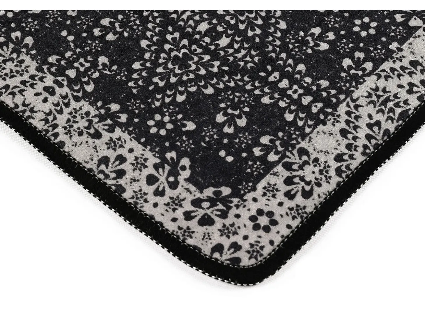 Alfombra de baño Set (2 piezas) Paisley DJT antracita negro blanco