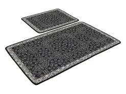Alfombra de baño Set (2 piezas) Paisley DJT antracita negro blanco