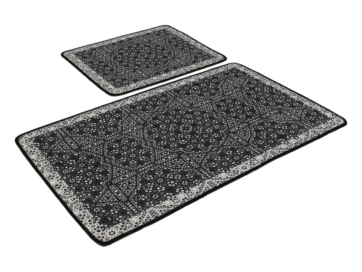 Alfombra de baño Set (2 piezas) Paisley DJT antracita negro blanco