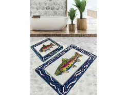 Alfombra de baño Set (3 piezas) Pescado multicolor