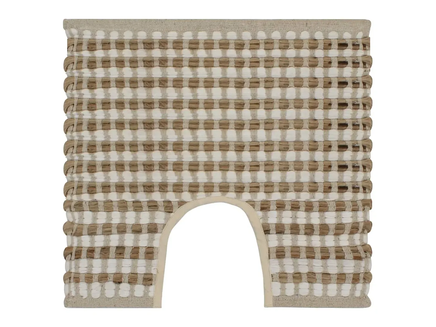 Alfombra de baño tejida a mano de yute y tela natural y blanca ES383023
