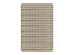 Alfombra de baño tejida a mano de yute y tela natural y blanca ES383023