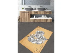 Alfombra de baño Vintage Roses (80 x 100) blanco amarillo