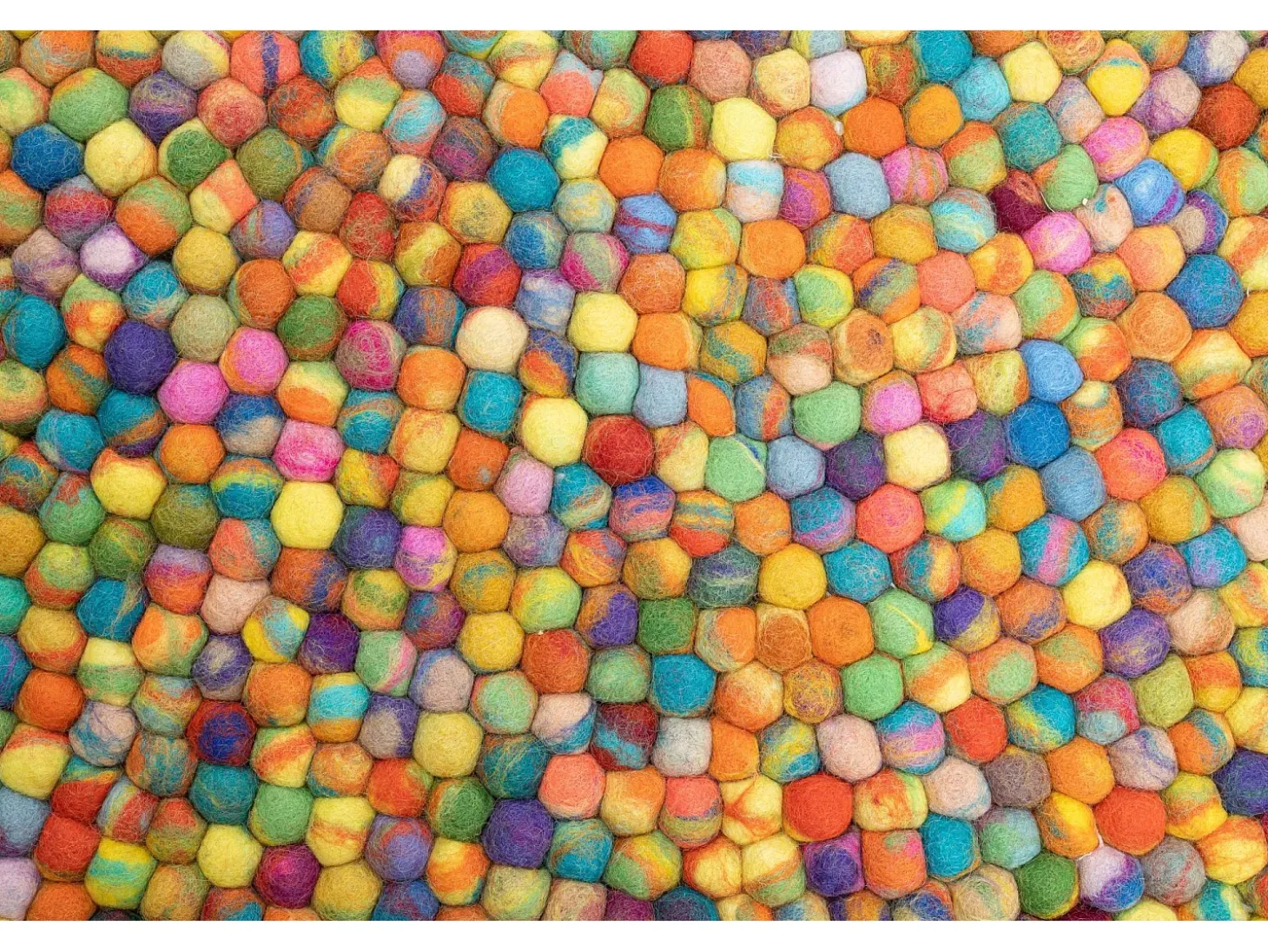 Alfombra de bolas de fieltro hecha a mano 120x120 cm Colorido Felty 2.2
