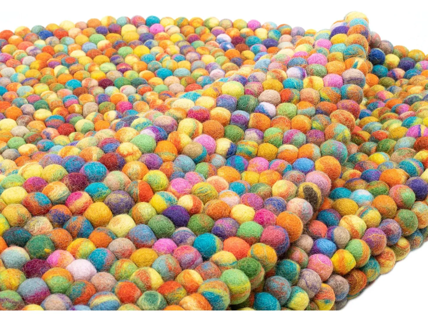 Alfombra de bolas de fieltro hecha a mano 120x120 cm Colorido Felty 2.2