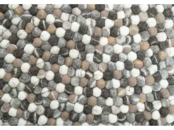 Alfombra de bolas de fieltro hecha a mano 120x120 cm Naturaleza Multi Felty 2.2