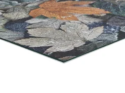 Alfombra de cocina - Dibujos con hojas - azul - 52 x 200 cm - RICCI