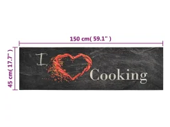 Alfombra de cocina lavable terciopelo Cooking negro 45x150 cm ES673187