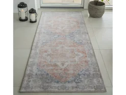 Alfombra de corredor naranja y azul 80 x 200 cm