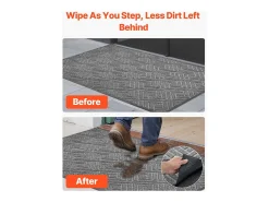 Alfombra de Entrada SucceBuy, 156x91,4 cm, Felpudo Exterior Interior Moderno Elegante, con Reverso Antideslizante TPE, Resistente Lavable, Atrapa Polvo, Gris