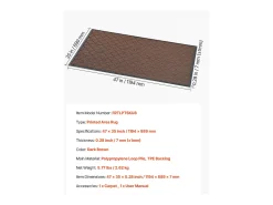 Alfombra de Entrada SucceBuy, 119,4 x 89 cm, Felpudo Exterior Interior Moderno Elegante, Reverso Antideslizante TPE, Resistente Lavable, Atrapa Polvo, Marrón