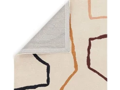 Alfombra de estilo medio siglo, hecha a mano 100% lana - 200x290cm - crema, verde, ocre, burdeos, negro - Reef Linear