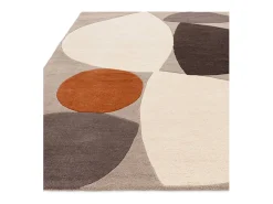 Alfombra de estilo medio siglo, hecha a mano 100% lana - 200x290cm - gris, crema, naranja - Reef Mid Century