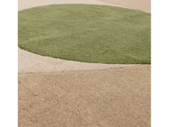 Alfombra de estilo medio siglo, hecha a mano 100% lana - 120x170cm - crema, beige, verde - Reef Horizon