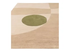 Alfombra de estilo medio siglo, hecha a mano 100% lana - 120x170cm - crema, beige, verde - Reef Horizon