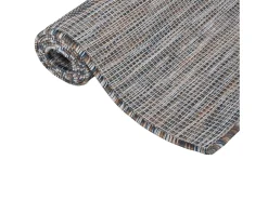 Alfombra de exterior de tejido plano marrón y azul 80x150 cm