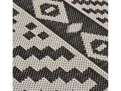 Alfombra de exterior de tejido plano rayas negras 140x200 cm