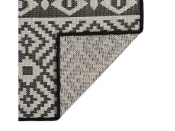 Alfombra de exterior de tejido plano rayas negras 160x230 cm