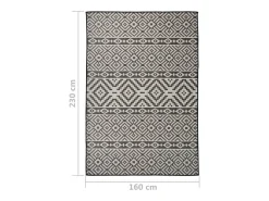 Alfombra de exterior de tejido plano rayas negras 160x230 cm