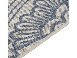Alfombra de exterior de tejido plano rayas azules 120x170 cm