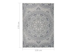 Alfombra de exterior de tejido plano rayas azules 120x170 cm