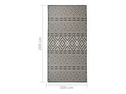 Alfombra de exterior de tejido plano rayas negras 100x200 cm