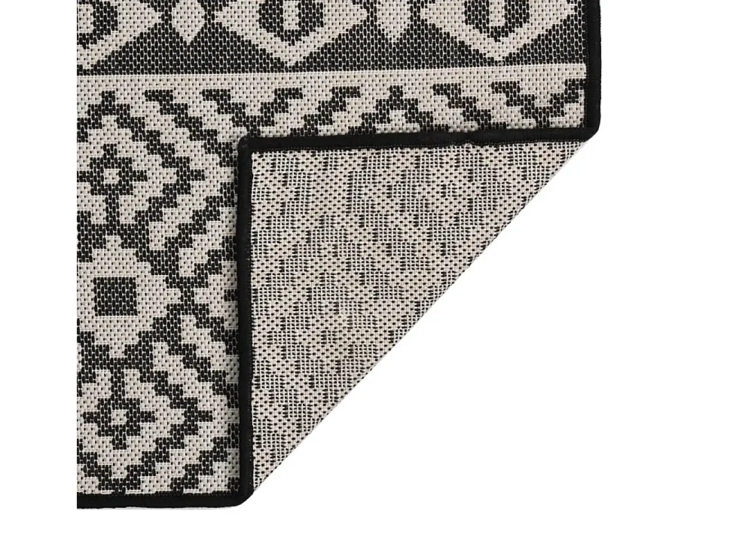 Alfombra de exterior de tejido plano rayas negras 80x250 cm
