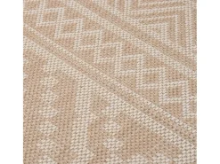 Alfombra de exterior de tejido plano rayas marrones 140x200 cm