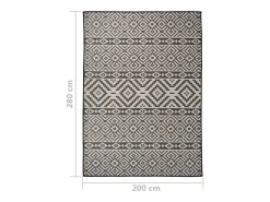 Alfombra de exterior de tejido plano rayas negras 200x280 cm