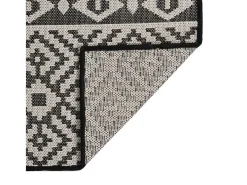 Alfombra de exterior de tejido plano rayas negras 200x280 cm