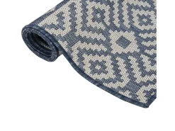 Alfombra de exterior de tejido plano rayas azules 80x250 cm