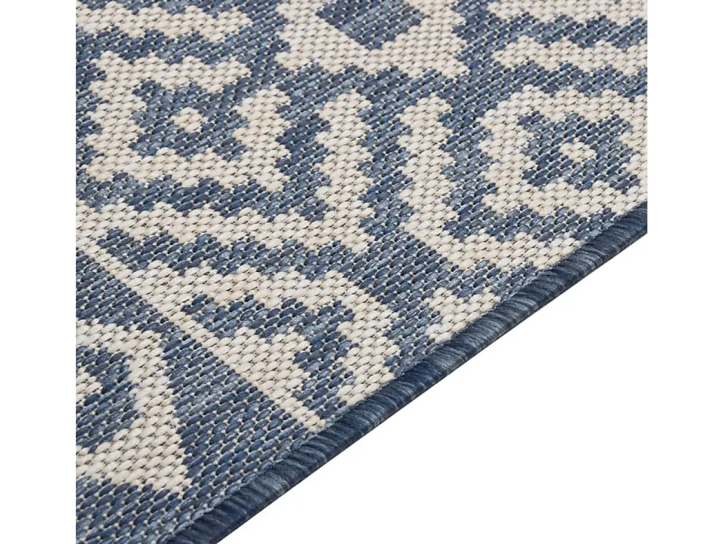 Alfombra de exterior de tejido plano rayas azules 80x250 cm