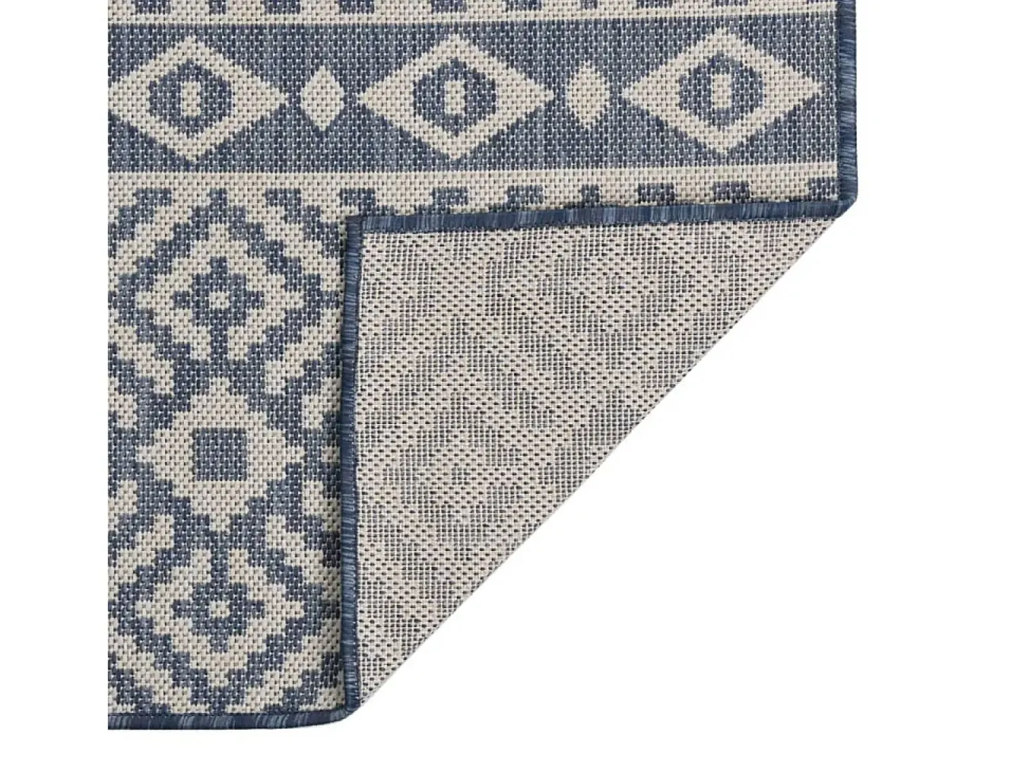 Alfombra de exterior de tejido plano rayas azules 80x250 cm