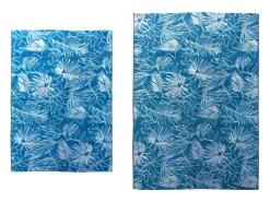 Alfombra de exterior/interior con motivos exóticos azul