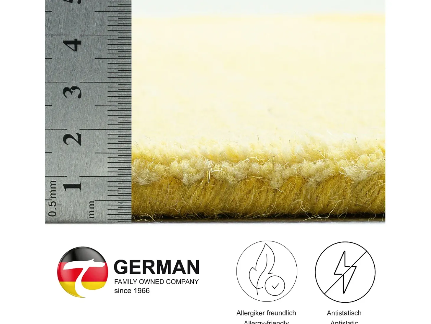 Alfombra de lana con degradado de color 90x160 cm Amarillo Wool Comfort