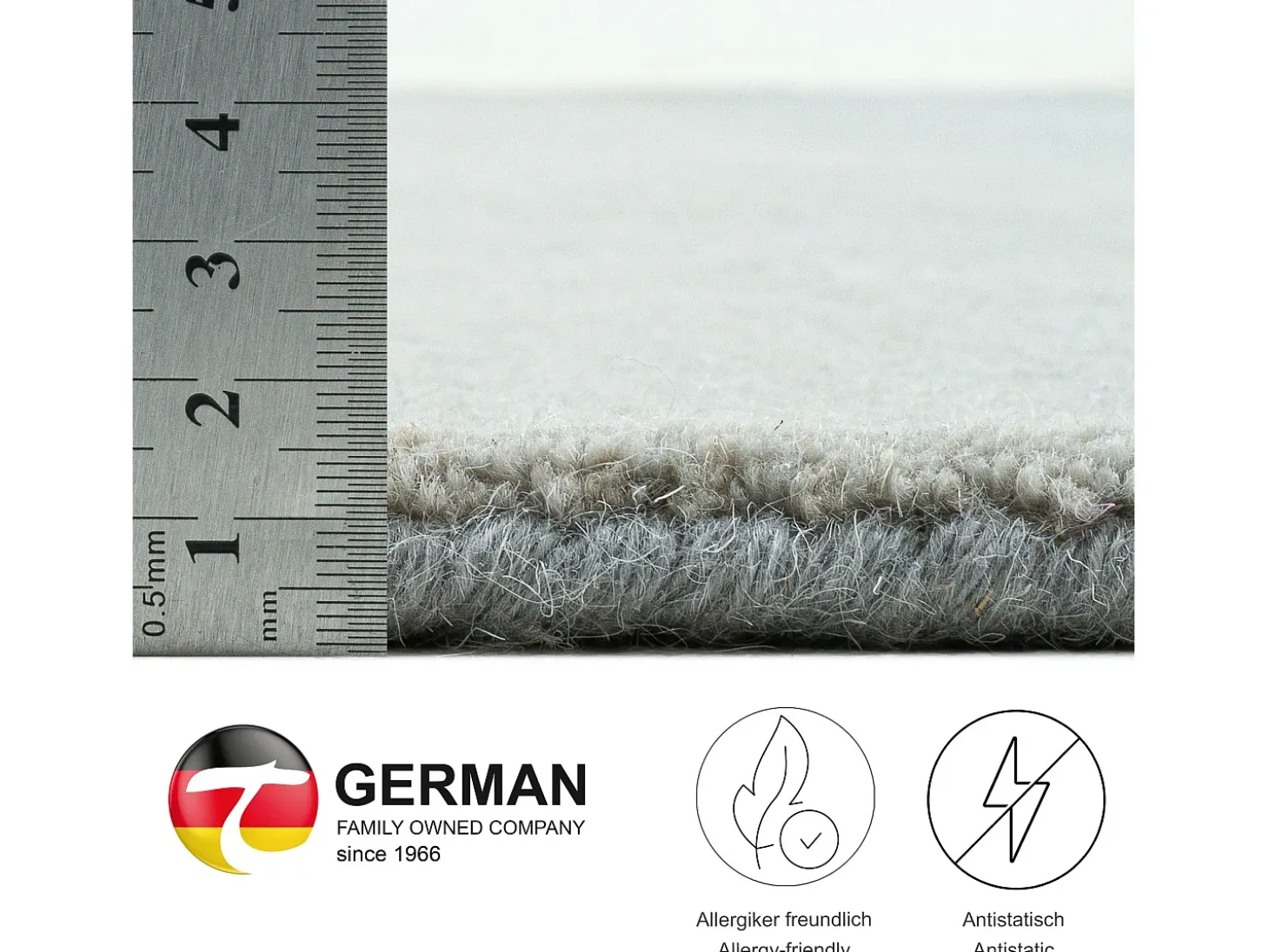 Alfombra de lana con degradado de color 190x290 cm Gris Wool Comfort