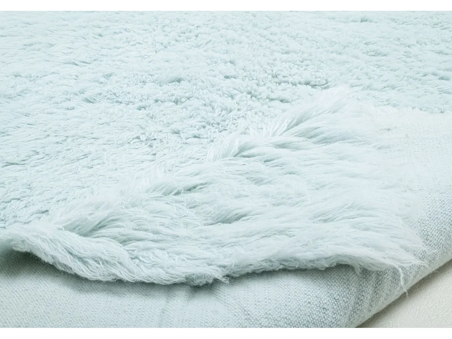 Alfombra de lana natural tejida a mano 180x250 cm Azul claro Fluffy