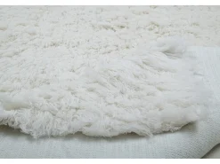 Alfombra de lana natural tejida a mano 140x190 cm Blanco Fluffy