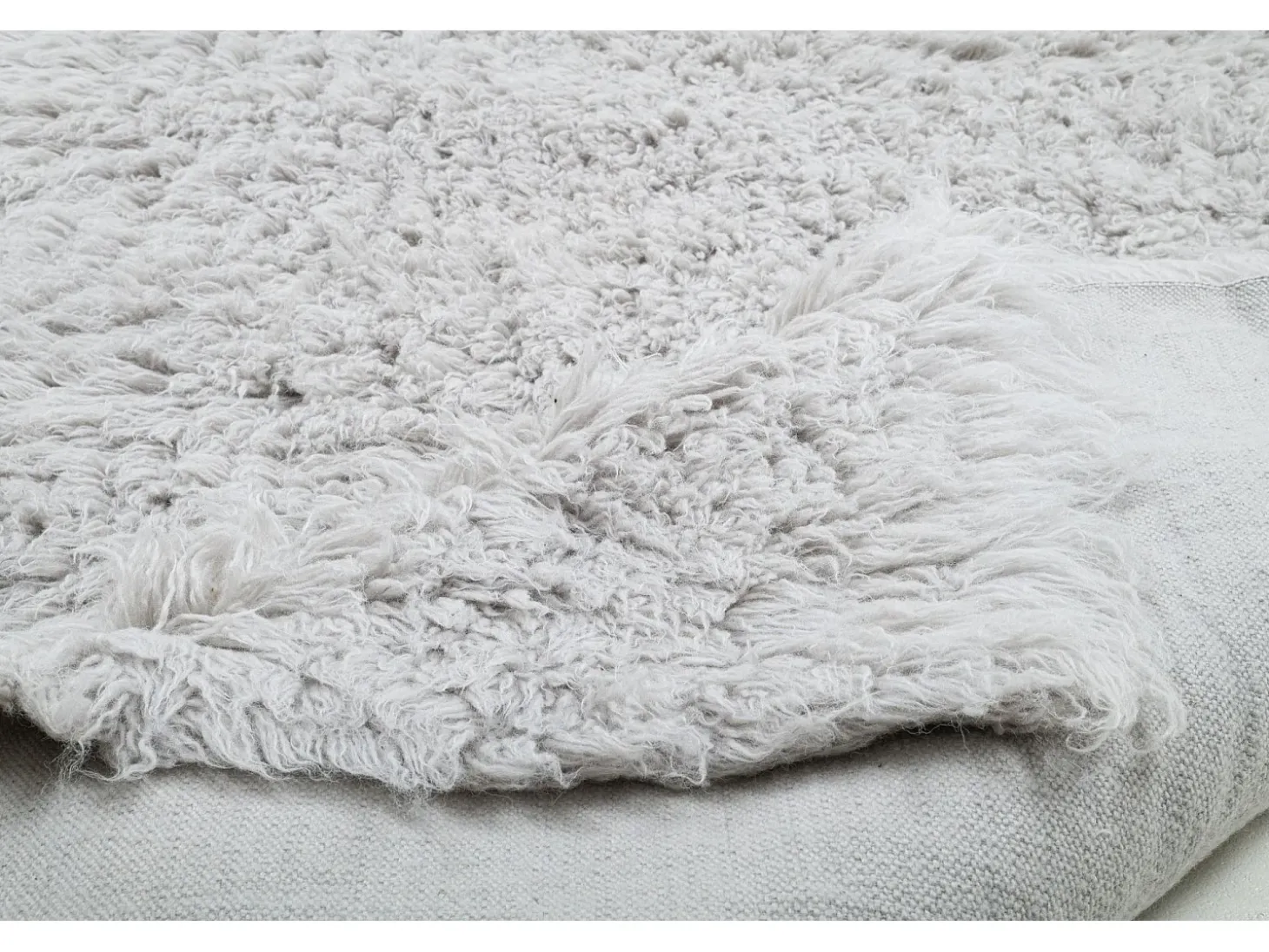 Alfombra de lana natural tejida a mano 180x250 cm Gris Fluffy